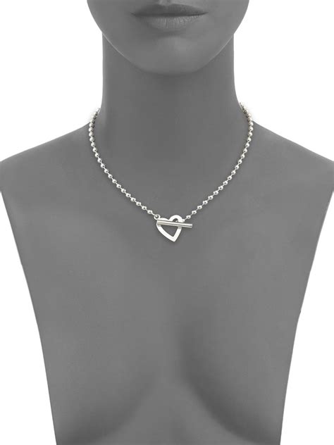 gucci boule sterling silver heart toggle necklace